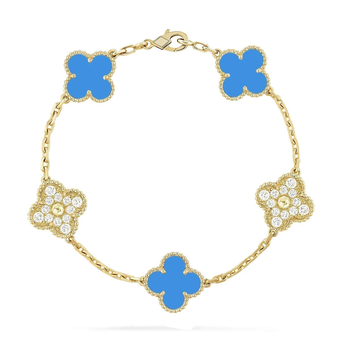 [⭐Reverie Jewels] CLOVER 5 MOTIF BLUE AGATE BRACELET COLLECTION