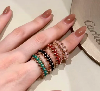 [⭐Reverie Jewels]CLASH ELEGANT ROSE GOLD RING FEATURING NATURAL AGATE