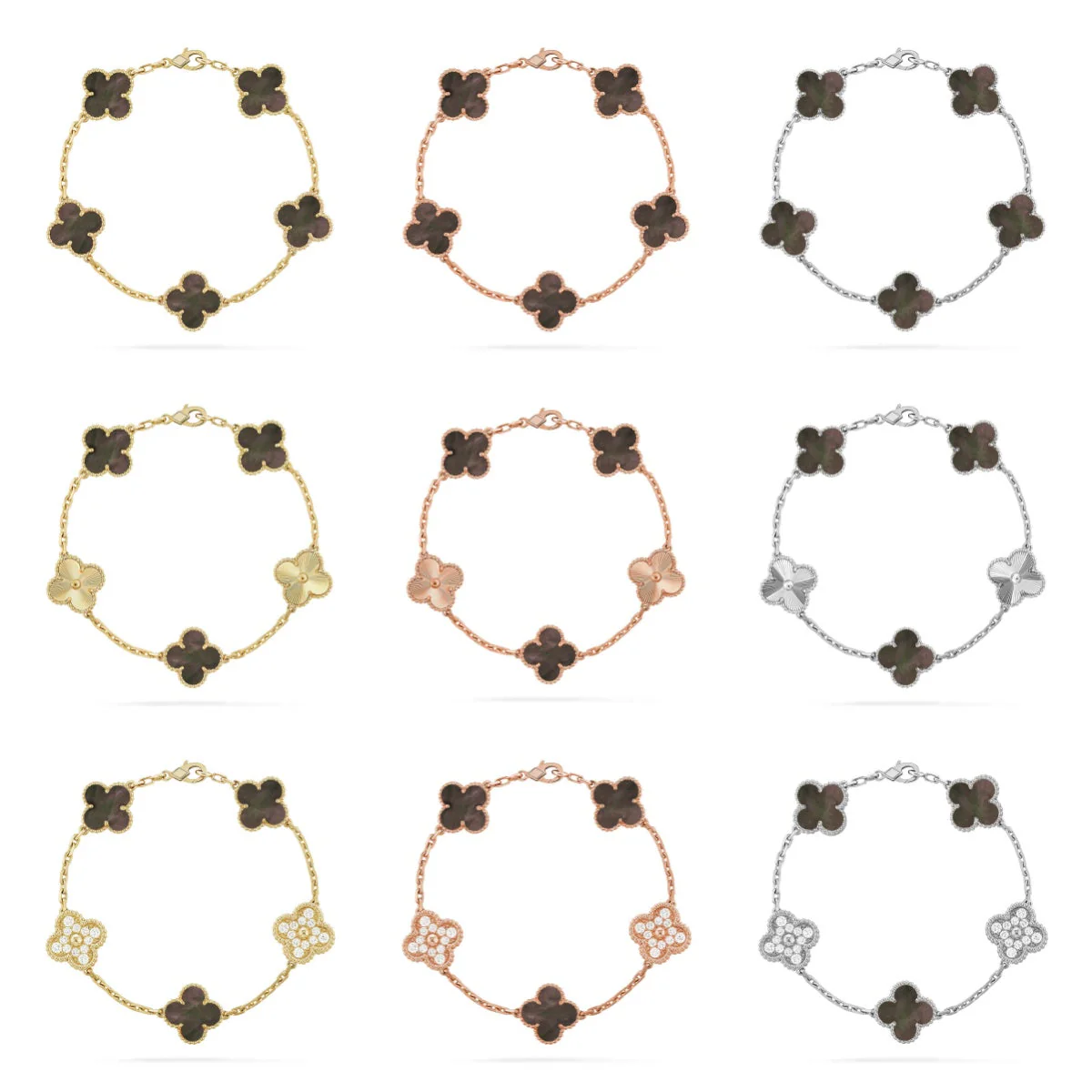 [⭐Reverie Jewels] CLOVER 5 MOTIF GRAY MOP BRACELET COLLECTION