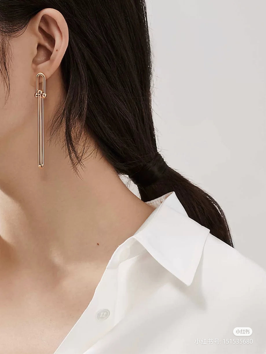 [Reverie Jewels]HARDWEAR DOUBLE LONG LINK EARRINGS