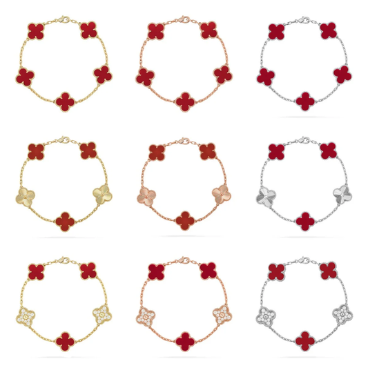 [⭐Reverie Jewels] CLOVER 5 MOTIF RED CORNELIAN BRACELET COLLECTION
