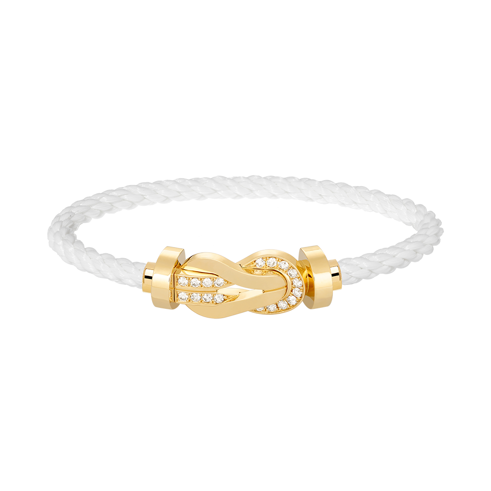 [⭐Reverie Jewels]CHANCE LARGE 8 FIGURE BUCKLE HALF DIAMOND BRACELET GOLD