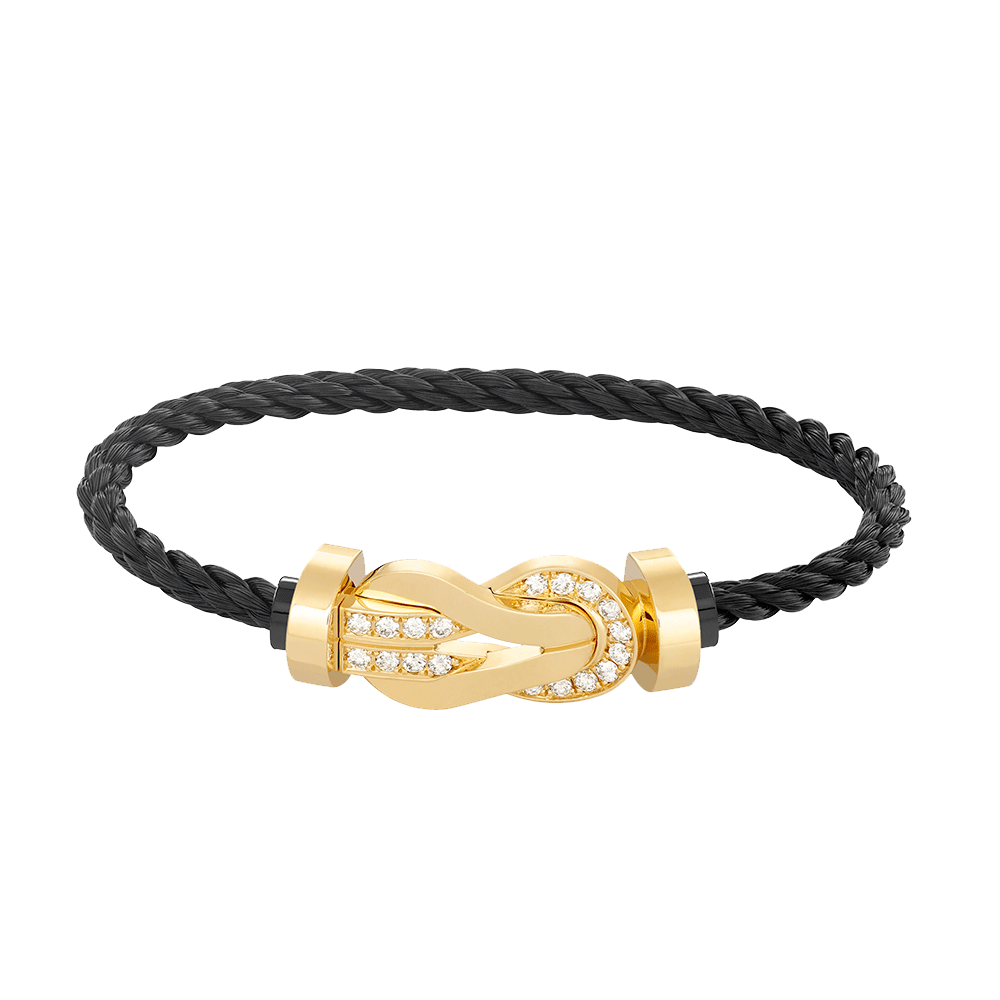 [⭐Reverie Jewels]CHANCE LARGE 8 FIGURE BUCKLE HALF DIAMOND BRACELET GOLD