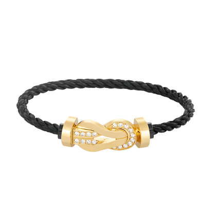 [⭐Reverie Jewels]CHANCE LARGE 8 FIGURE BUCKLE HALF DIAMOND BRACELET GOLD