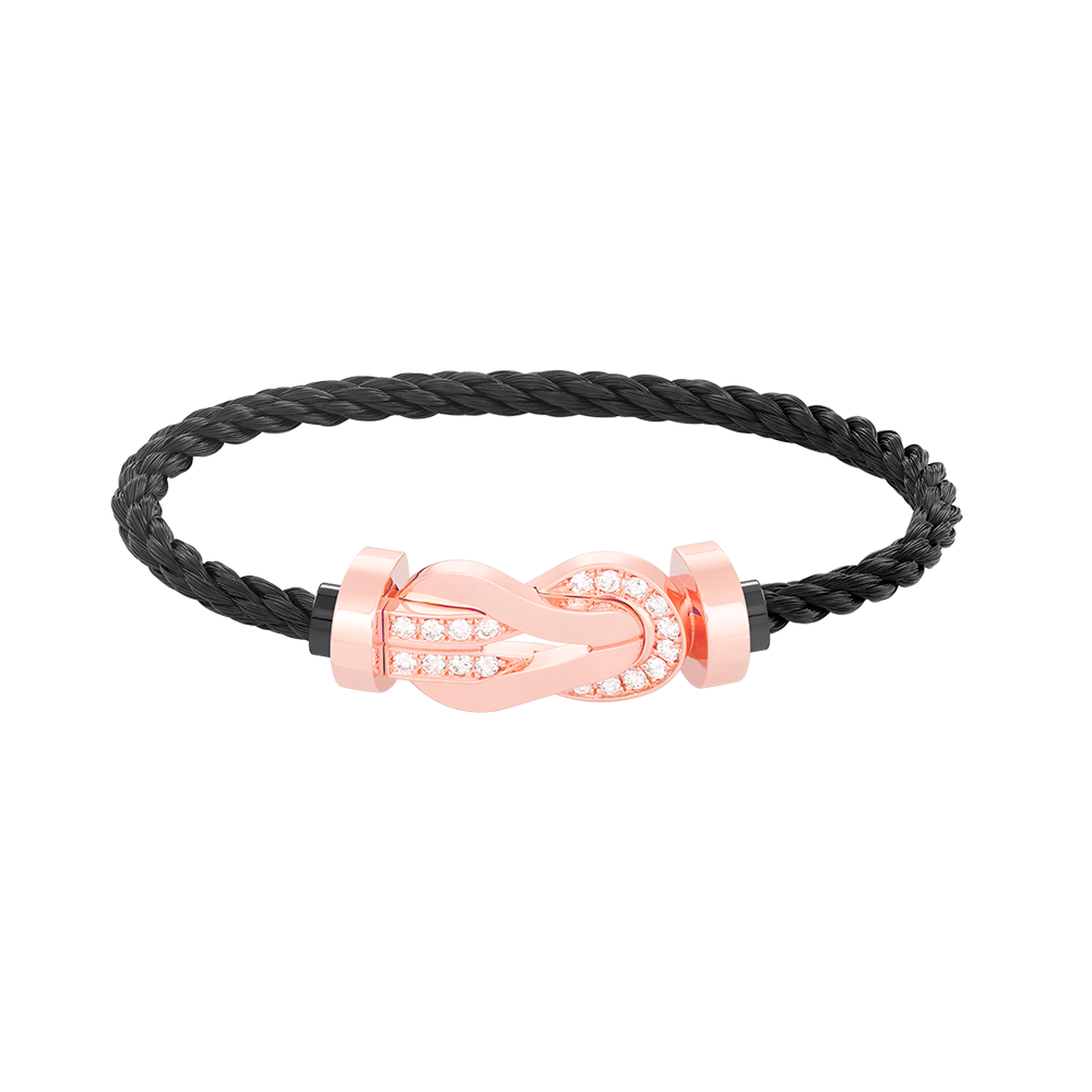 [⭐Reverie Jewels]CHANCE LARGE 8 FIGURE BUCKLE HALF DIAMOND BRACELET ROSE GOLD