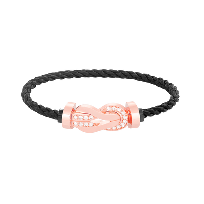 [⭐Reverie Jewels]CHANCE LARGE 8 FIGURE BUCKLE HALF DIAMOND BRACELET ROSE GOLD