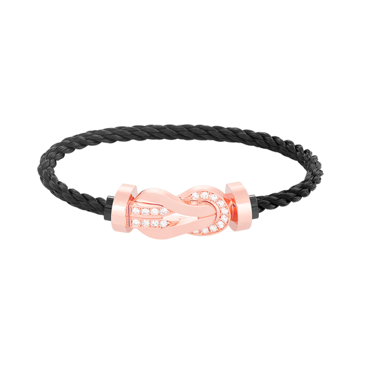 [⭐Reverie Jewels]CHANCE LARGE 8 FIGURE BUCKLE HALF DIAMOND BRACELET ROSE GOLD
