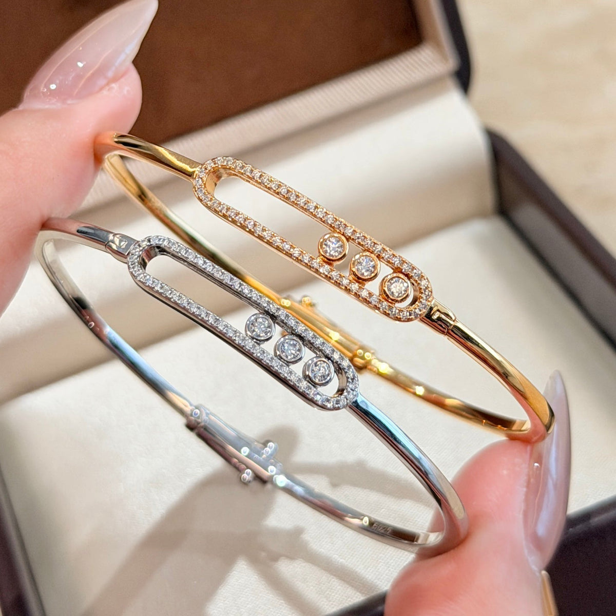 [⭐Reverie Jewels]Move Pavé Diamond Bangle Bracelet M