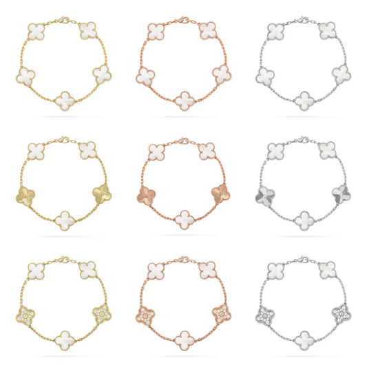 [⭐Reverie Jewels]CLOVER WHITE PEARL MOP 5 MOTIF BRACELET COLLECTION