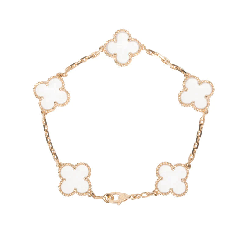 [⭐Reverie Jewels]CLOVER 5 MOTIF ROCK CRYSTAL BRACELET