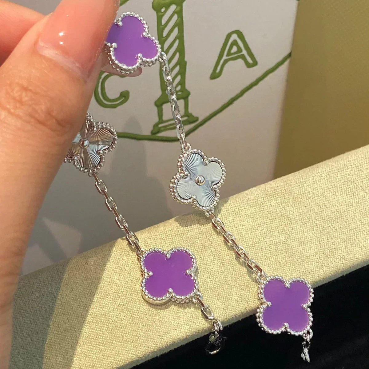 [⭐Reverie Jewels] CLOVER 5 MOTIF VIOLET BRACELET COLLECTION