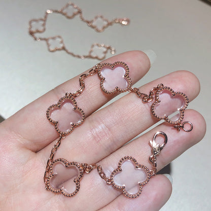[⭐Reverie Jewels]CLOVER 5 MOTIF ROCK CRYSTAL BRACELET