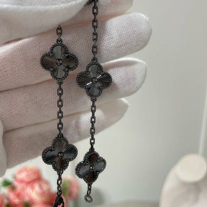 [⭐Reverie Jewels]CLOVER 5 MOTIF BLACK BRACELET