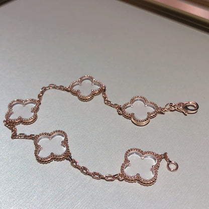[⭐Reverie Jewels]CLOVER 5 MOTIF ROCK CRYSTAL BRACELET