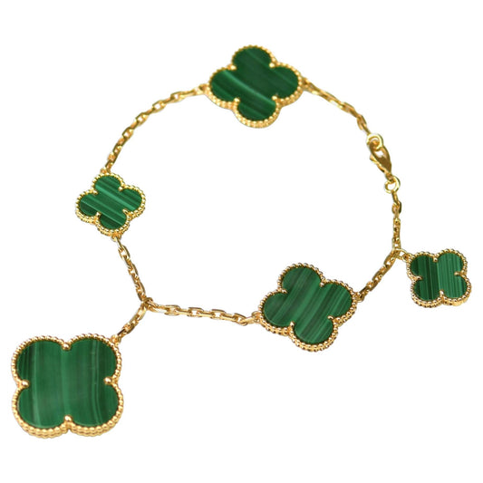 [⭐Reverie Jewels]MAGIC CLOVER MALACHITE GOLD BRACELET 5 MOTIFS
