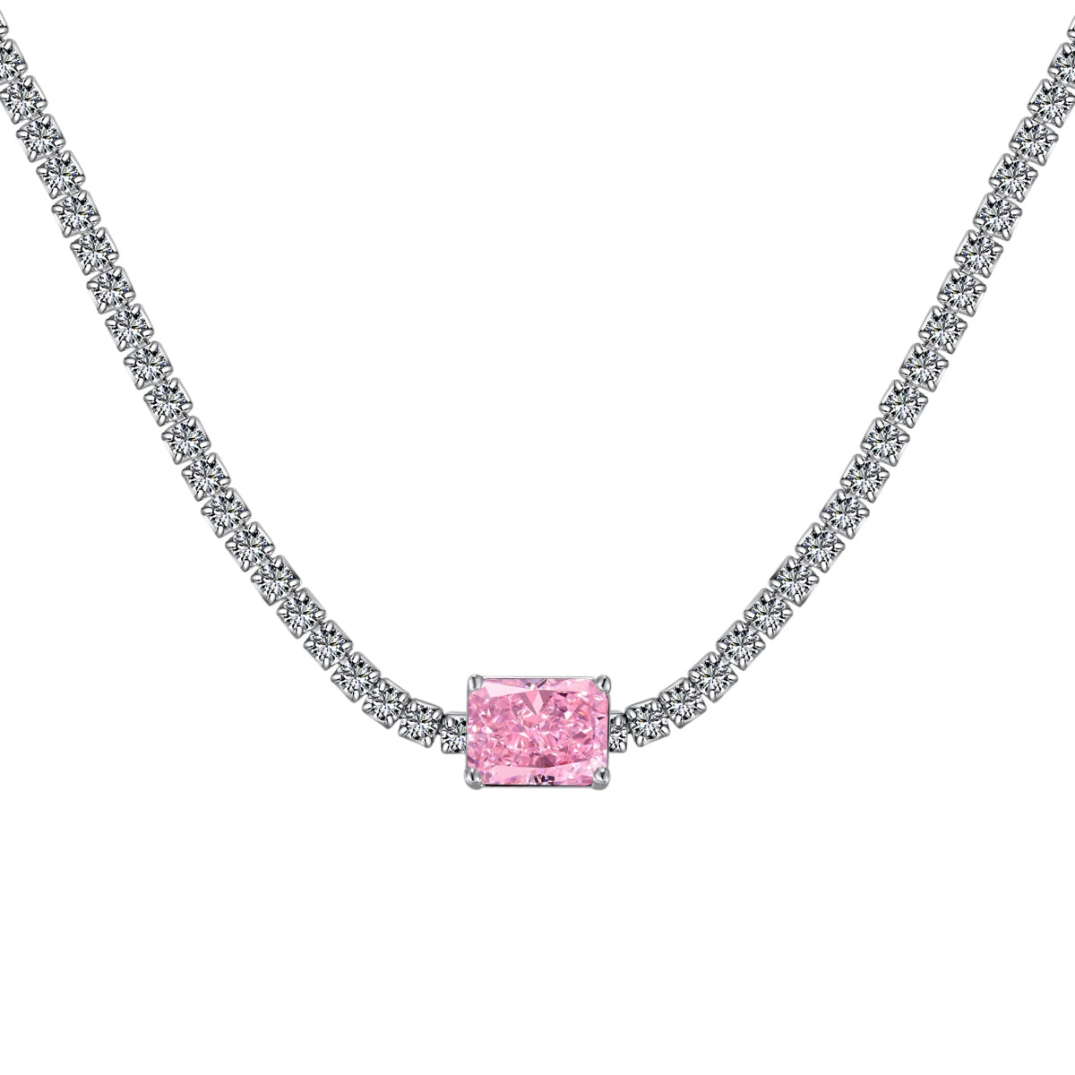 [Reverie Jewels]2.0 carat Ornate Emerald Cut Necklace