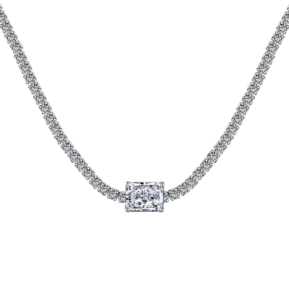 [Reverie Jewels]2.0 carat Ornate Emerald Cut Necklace