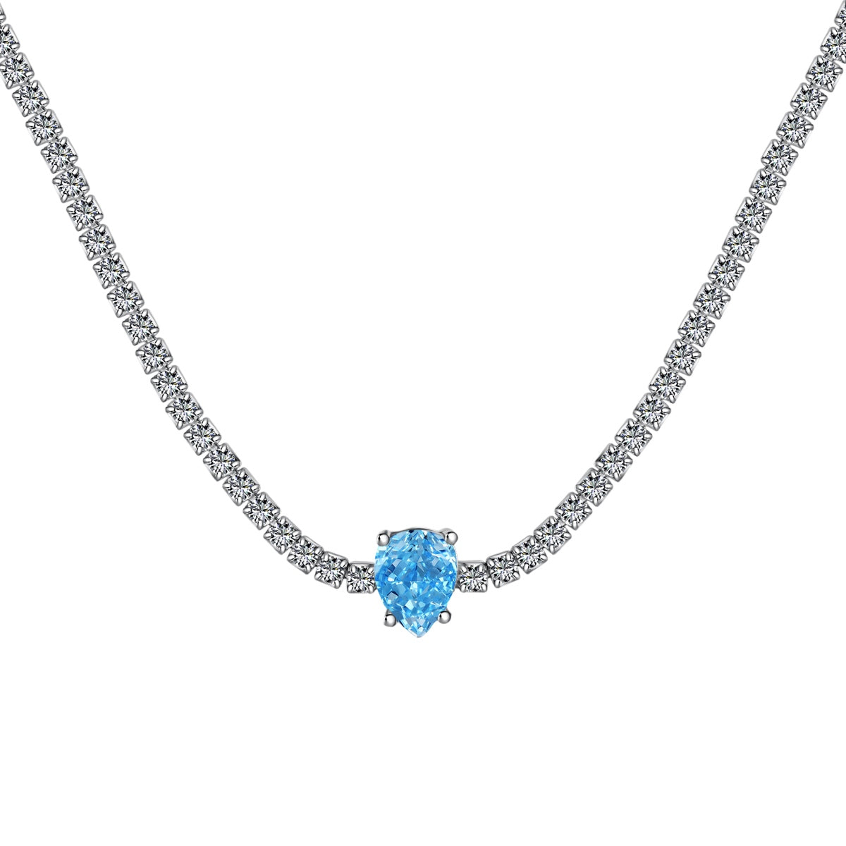 [Reverie Jewels]1.0 carat Unique Pear Cut Tennis Necklace
