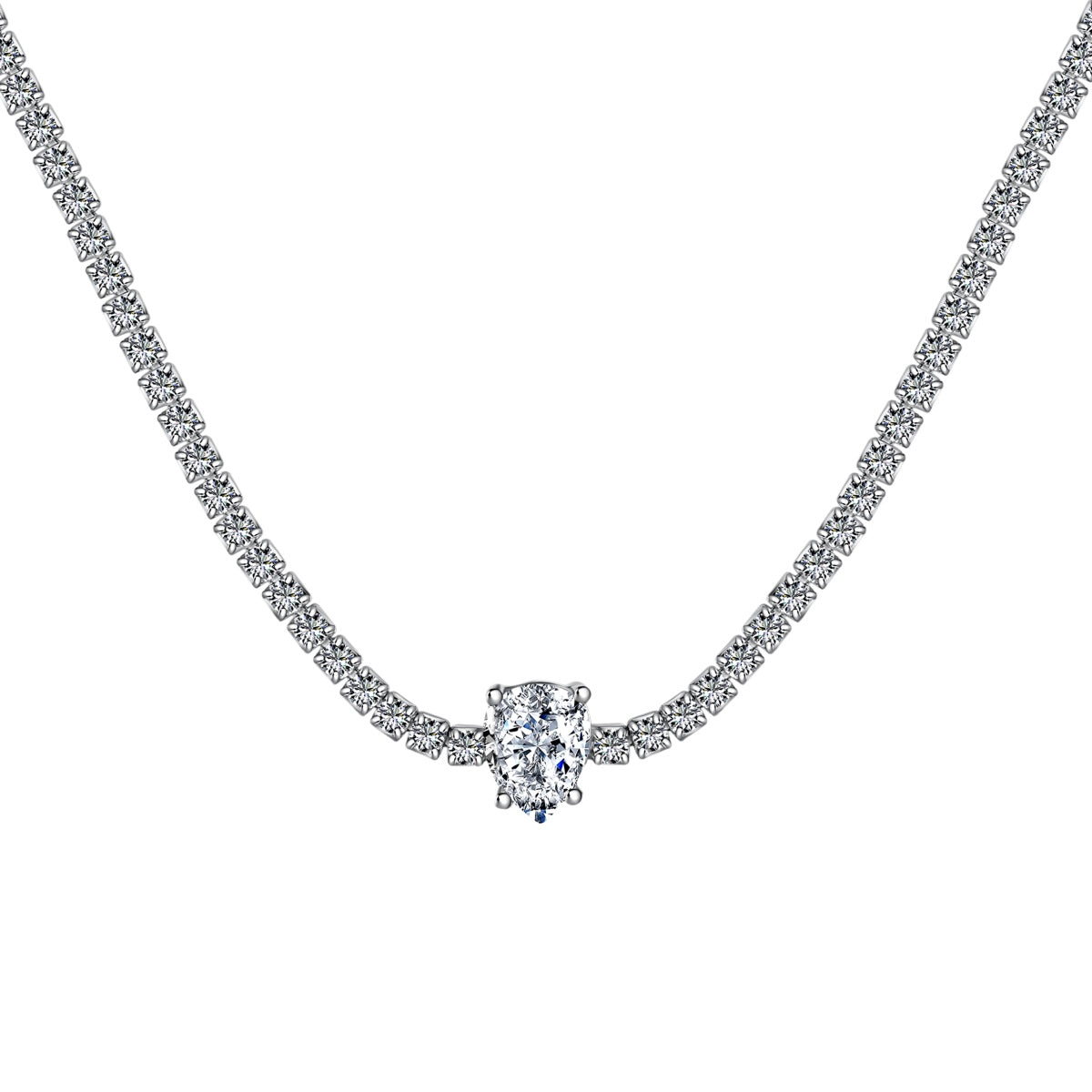 [Reverie Jewels]1.0 carat Unique Pear Cut Tennis Necklace