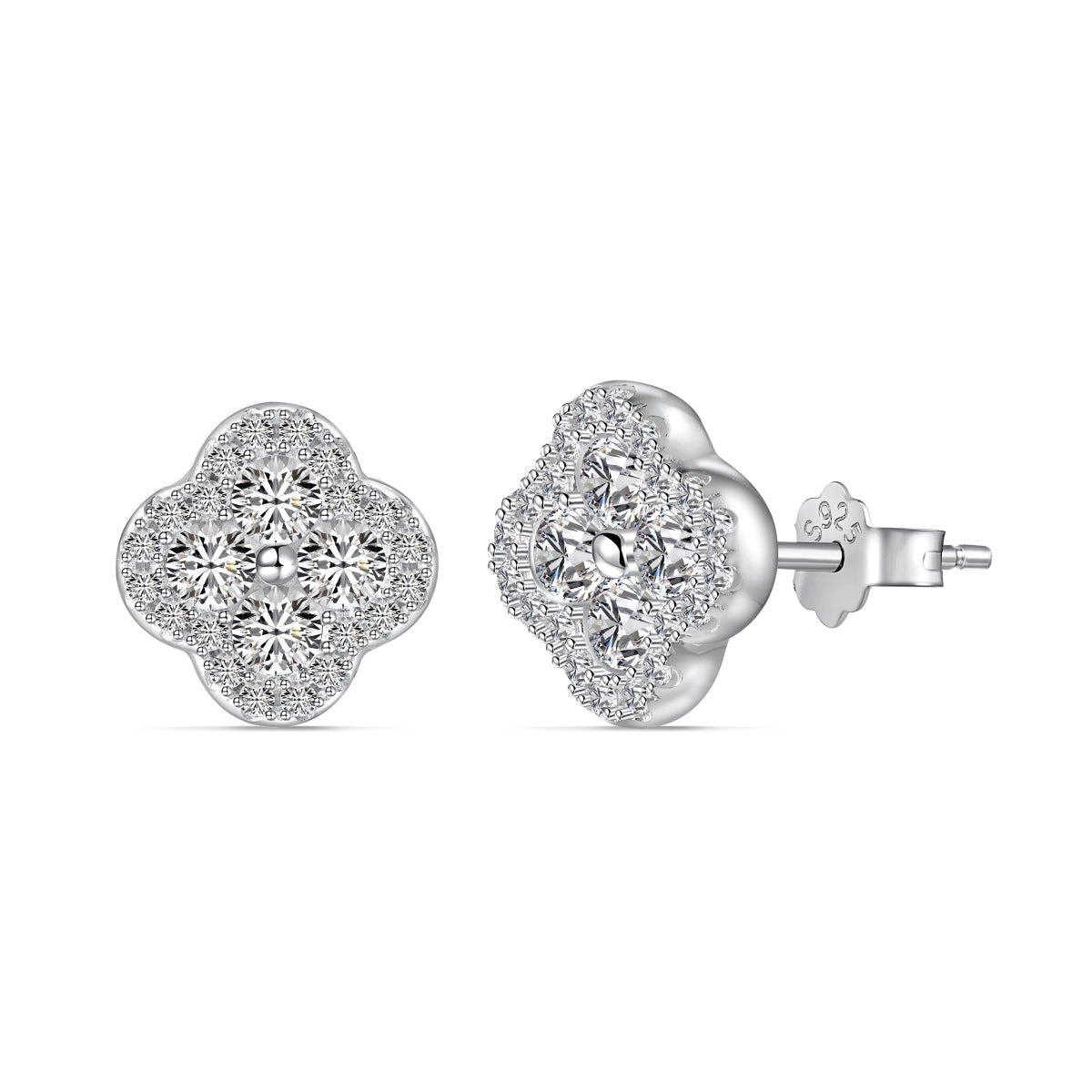 [Reverie Jewels]Four-Leaf Clover Flower Shaped Earrings