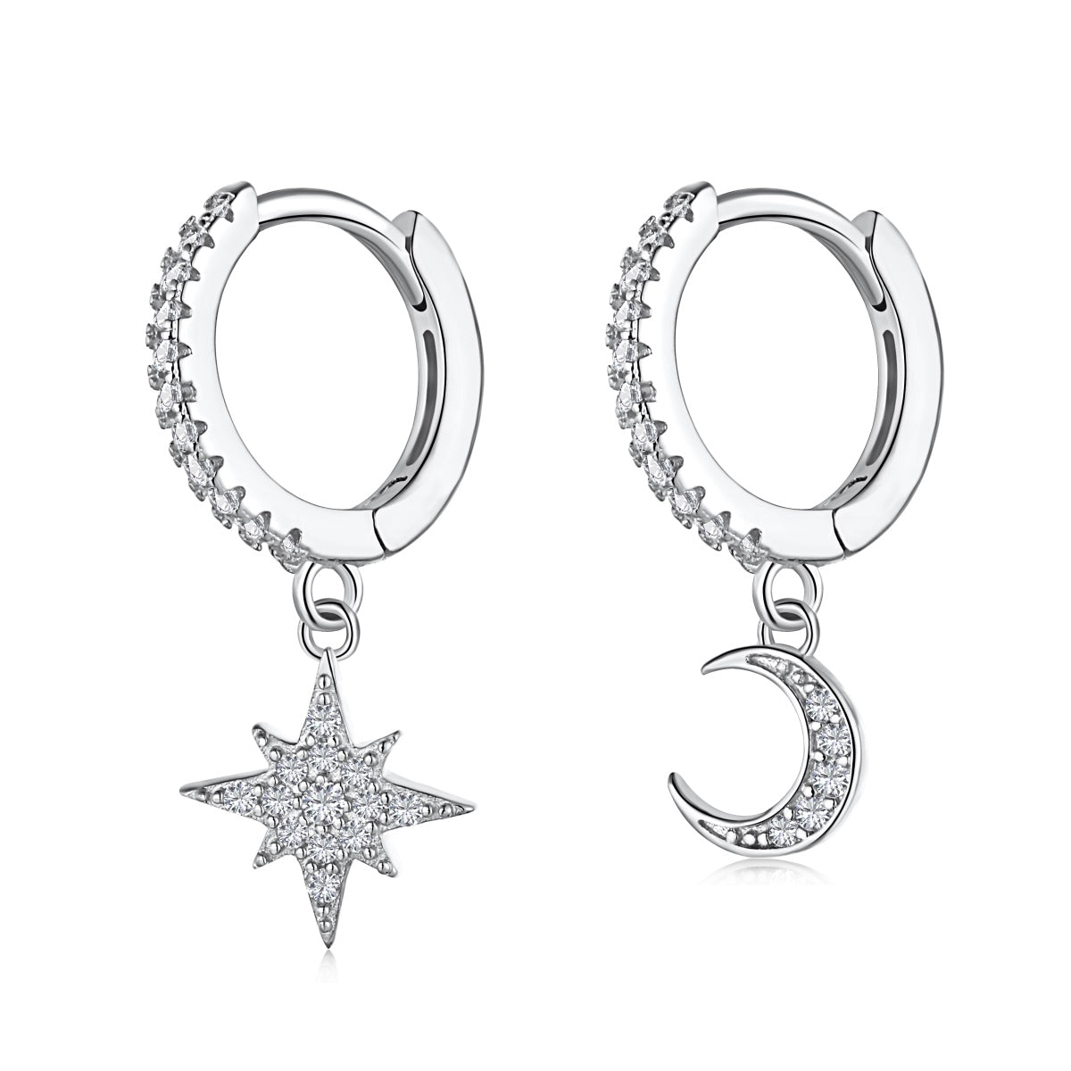 [Reverie Jewels]Star and Moon Asymmetric Earrings