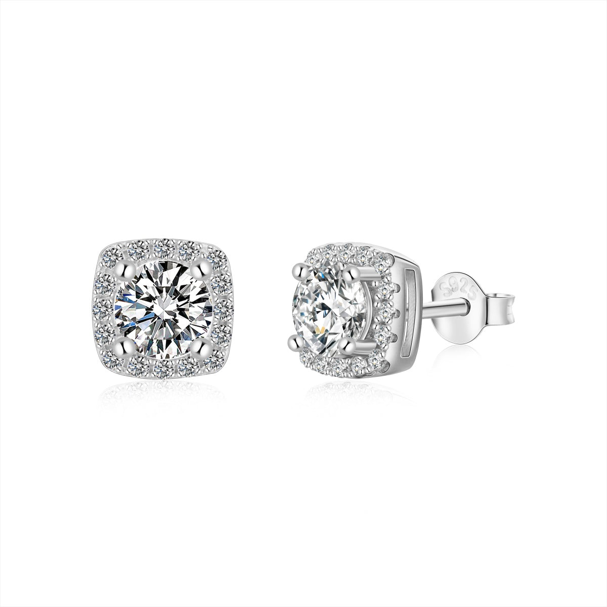 [Reverie Jewels]Classic Round Center Stone Stud Earrings