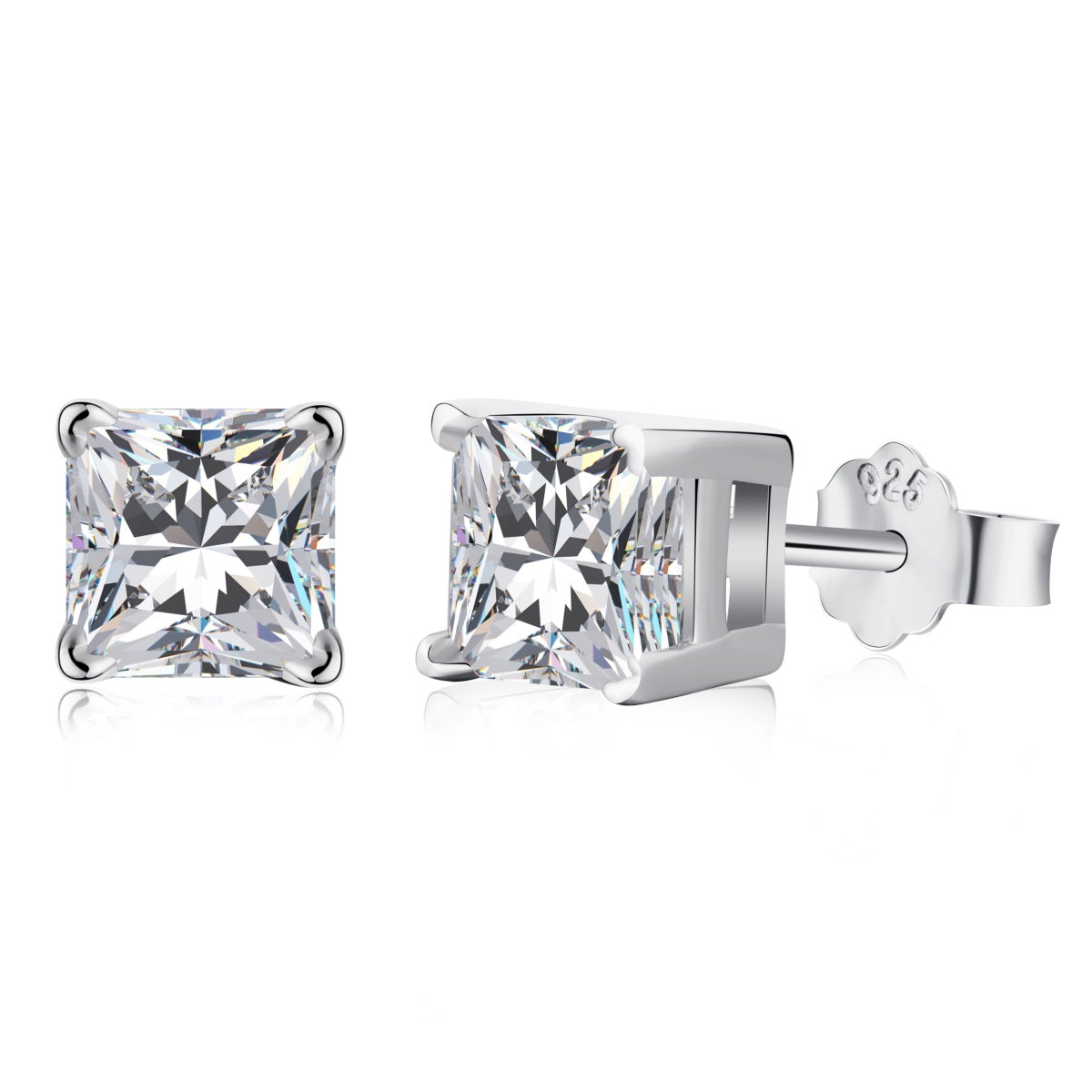 [Reverie Jewels]1.0 Carat Radiant Princess Cut Wedding Earrings