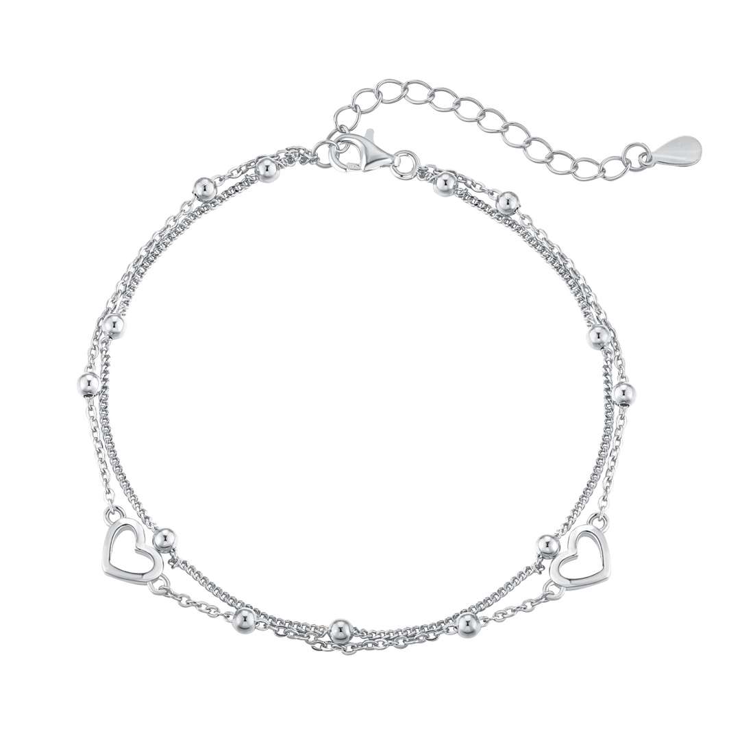[Reverie Jewels]Dainty Double Layer Love Heart Bracelet