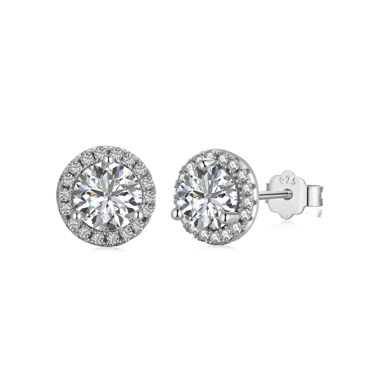 [Reverie Jewels]Classic Princess Round Shape Earrings