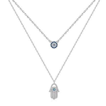 [Reverie Jewels]Demon Eye Hamsa Palm Necklace