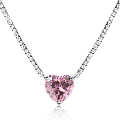 [Reverie Jewels]8.0 Carat Versatile Colorful Sweet Heart-Shaped Tennis Necklace