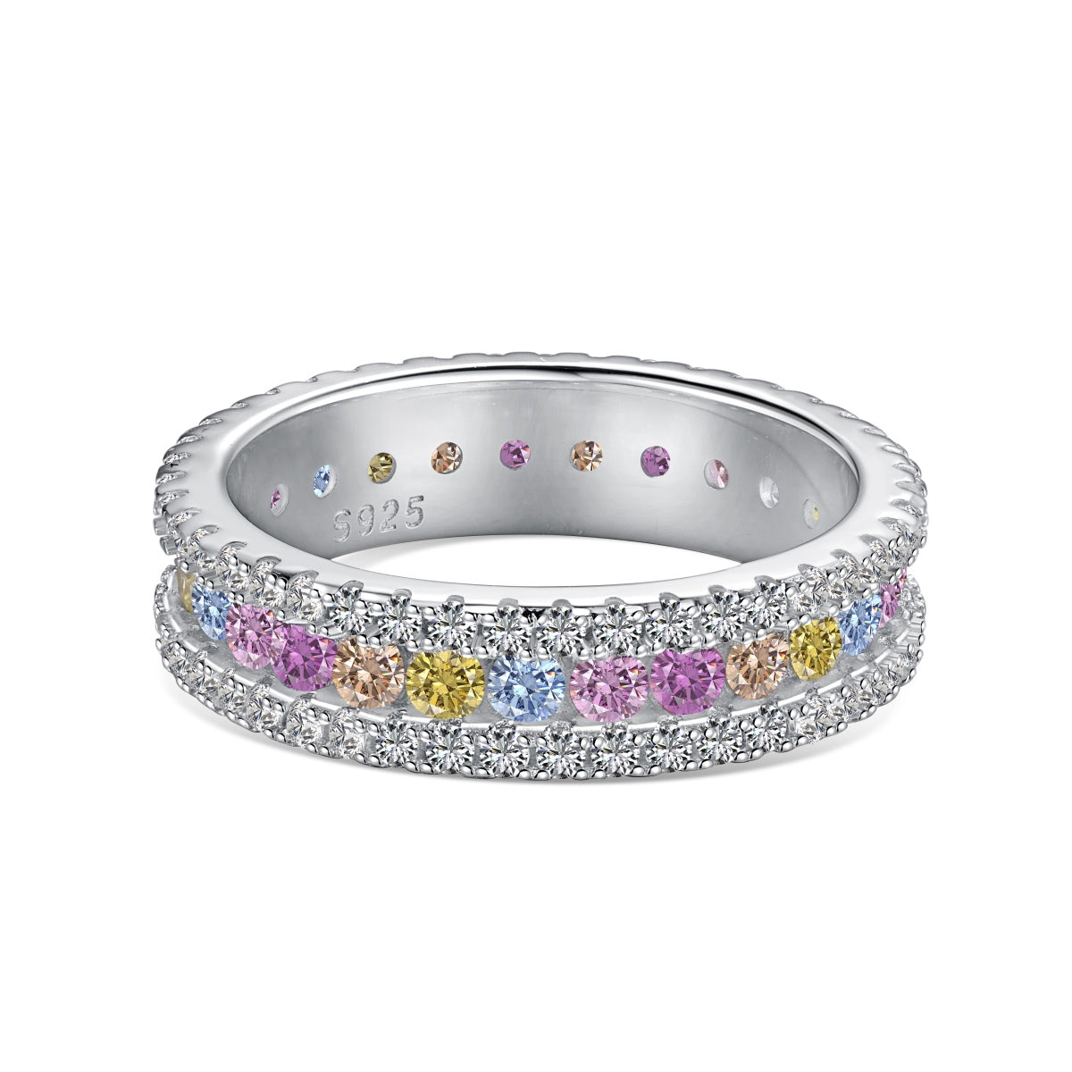 [Reverie Jewels]Delicate Colorful Round Cut Daily Ring