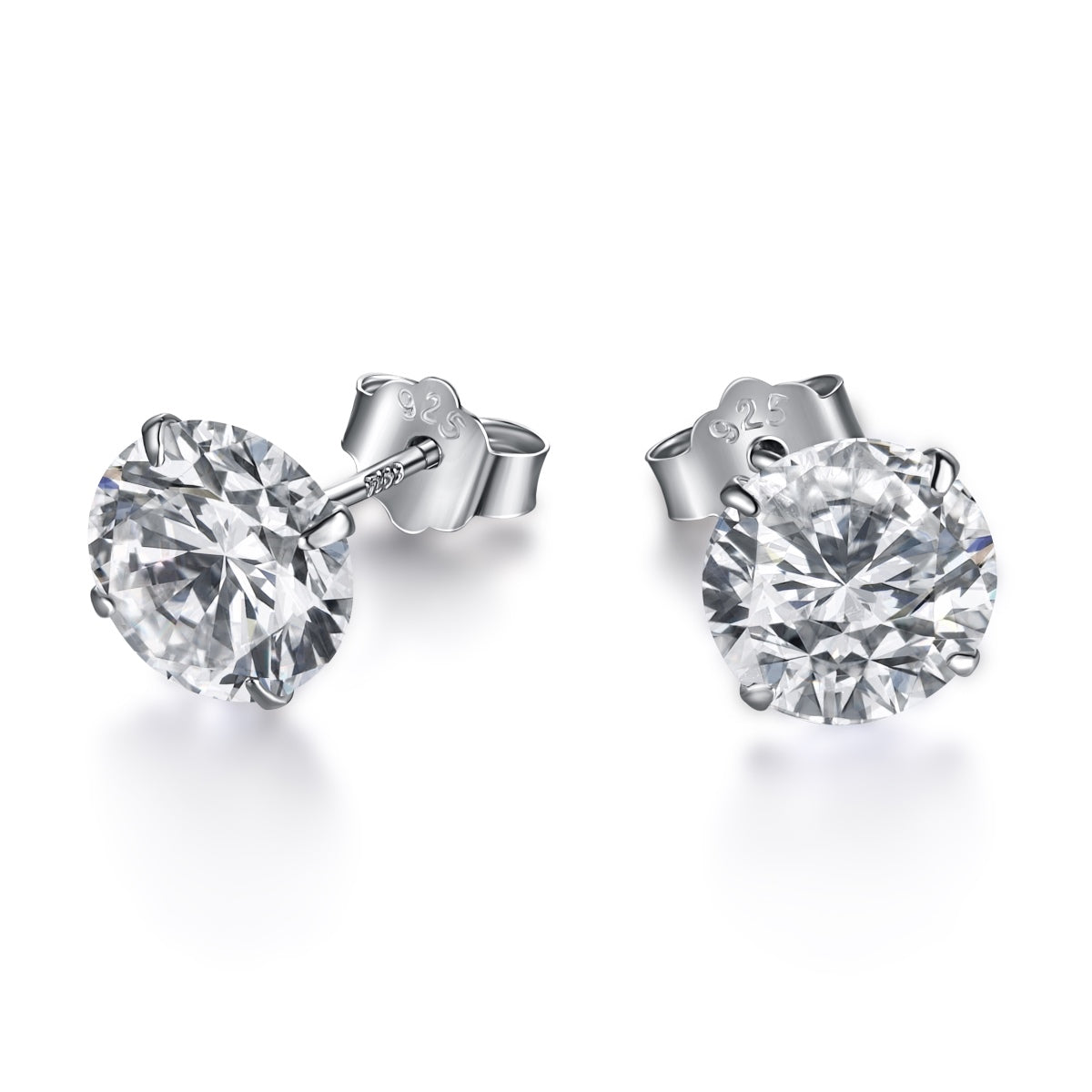 [Reverie Jewels]Stylish Shiny Round Center Stone Stud Earrings