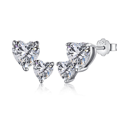 [Reverie Jewels]Double Heart-Shape Classic Princess Style Earrings