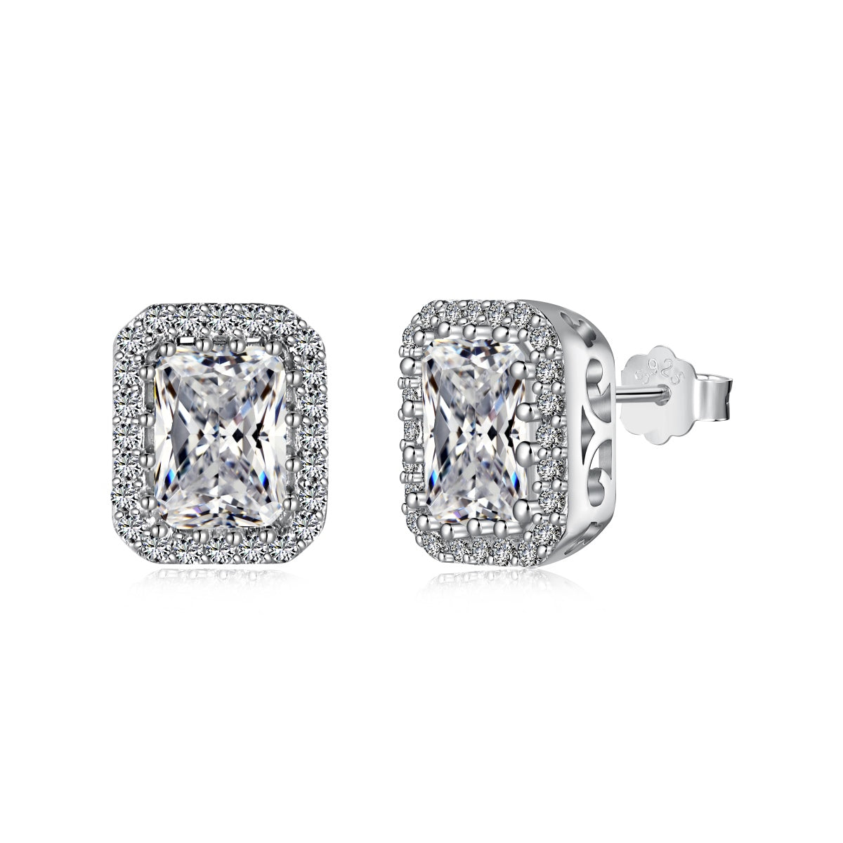 [Reverie Jewels]1.0 Carat Luxurious Dainty Emerald Cut Daily Earrings