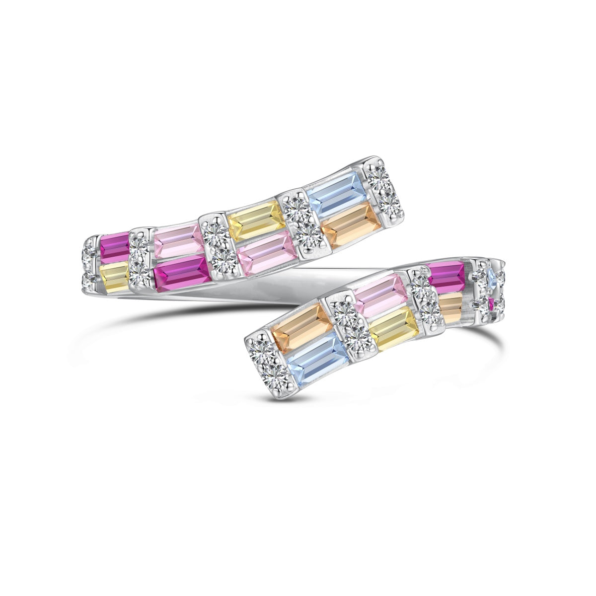 [Reverie Jewels]Charming Colorful Radiant Cut Adjustable Daily Ring