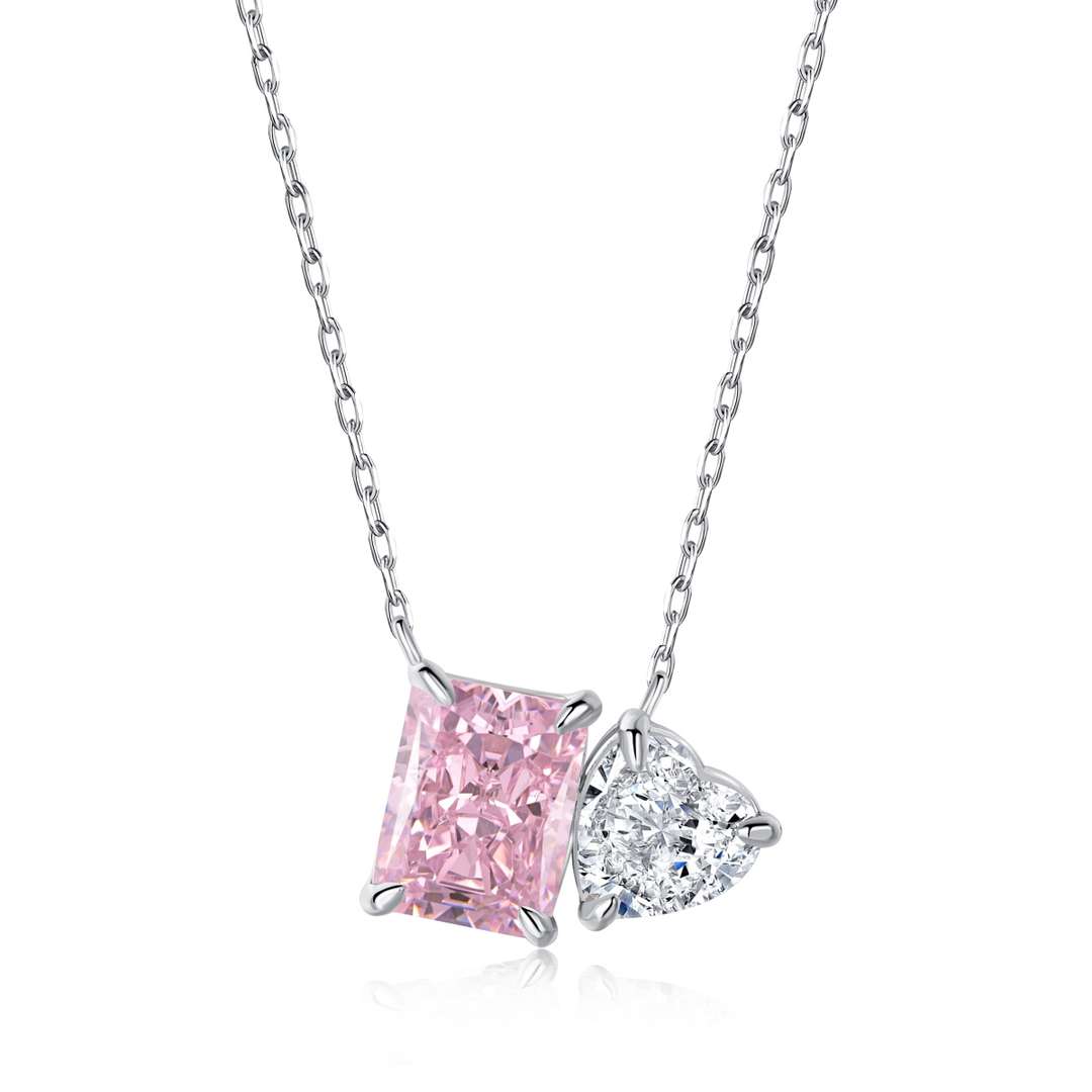 [Reverie Jewels]Dazzling Square & Heart Shape Necklace