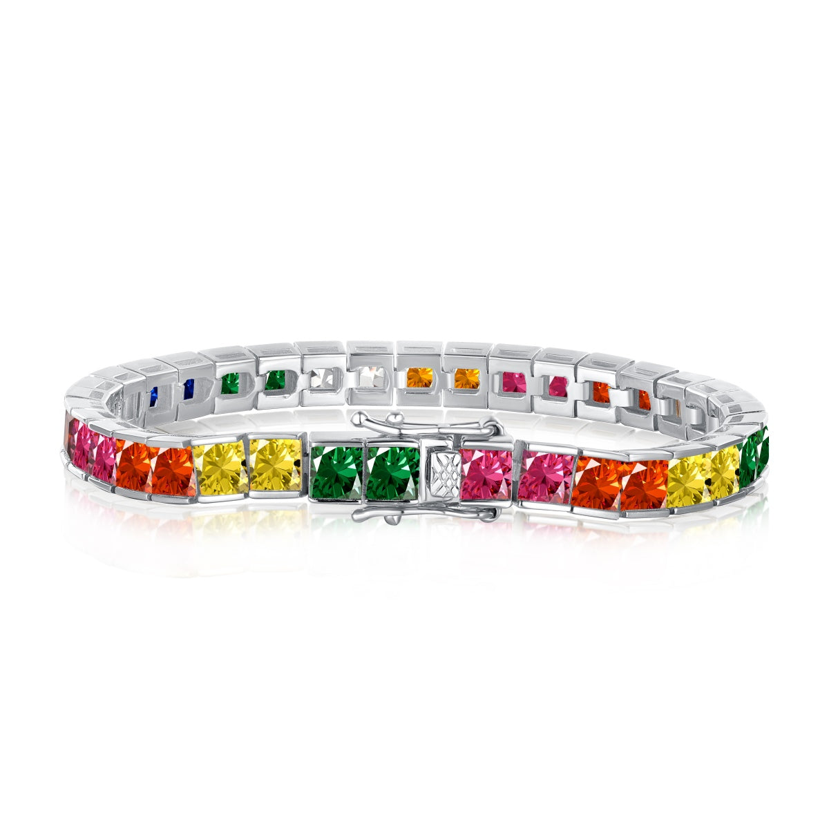 [Reverie Jewels]Radiant Colorful Princess Cut Tennis Bracelet