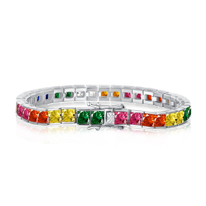 [Reverie Jewels]Radiant Colorful Princess Cut Tennis Bracelet