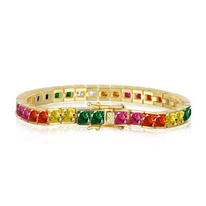 [Reverie Jewels]Radiant Colorful Princess Cut Tennis Bracelet