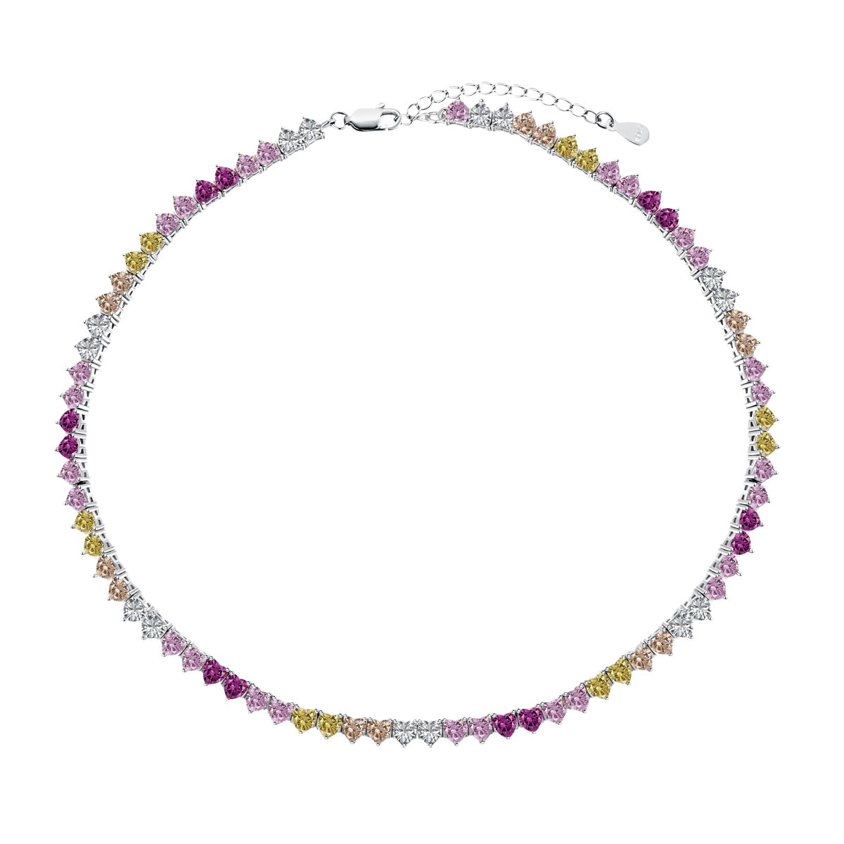 [Reverie Jewels]Sparkling Colorful Full Heart Tennis Necklace