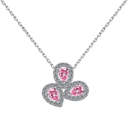 [Reverie Jewels]Elegant Flower Shape Pear Cut Necklace