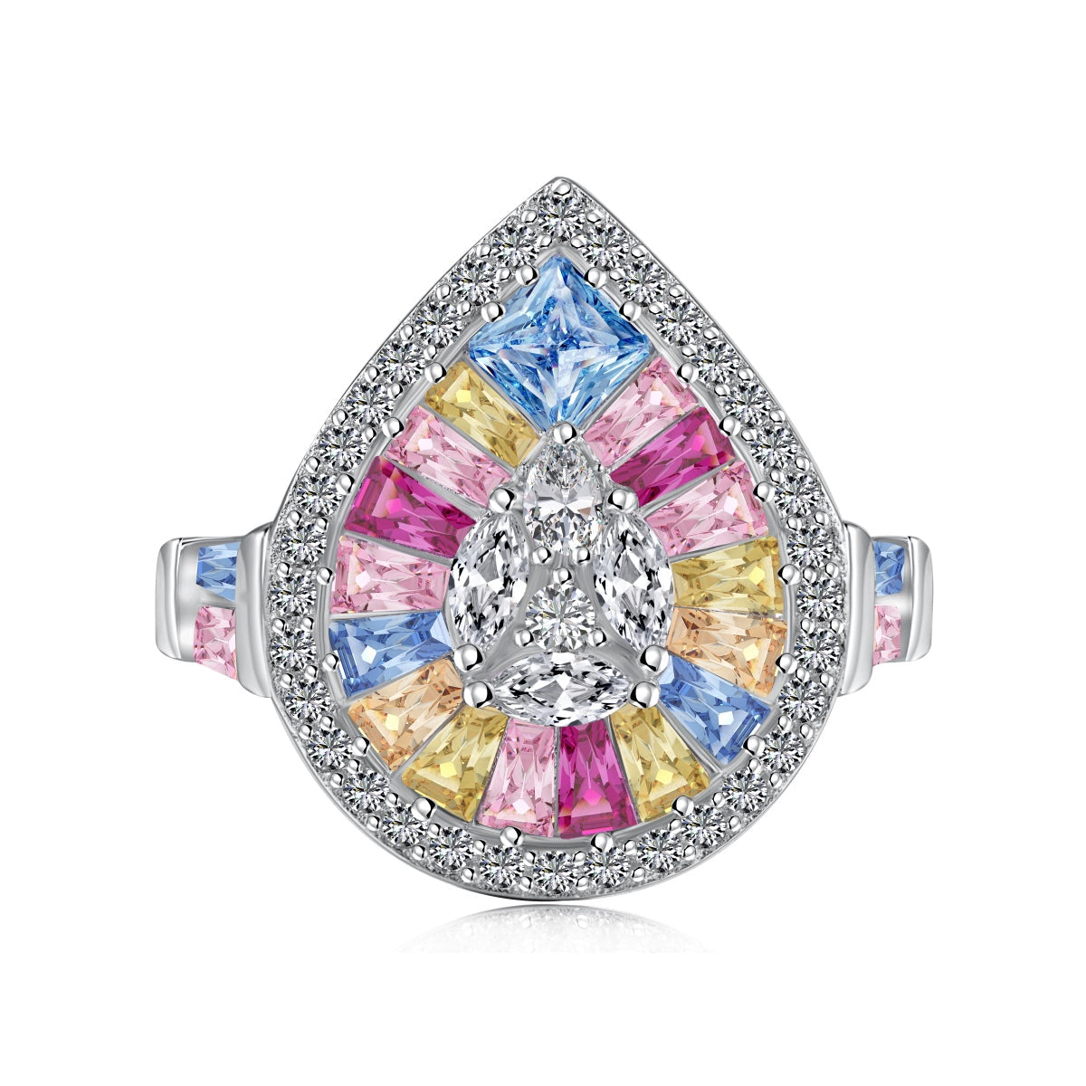 [Reverie Jewels]Elegant Colorful Water Drop Shape Banquet Ring