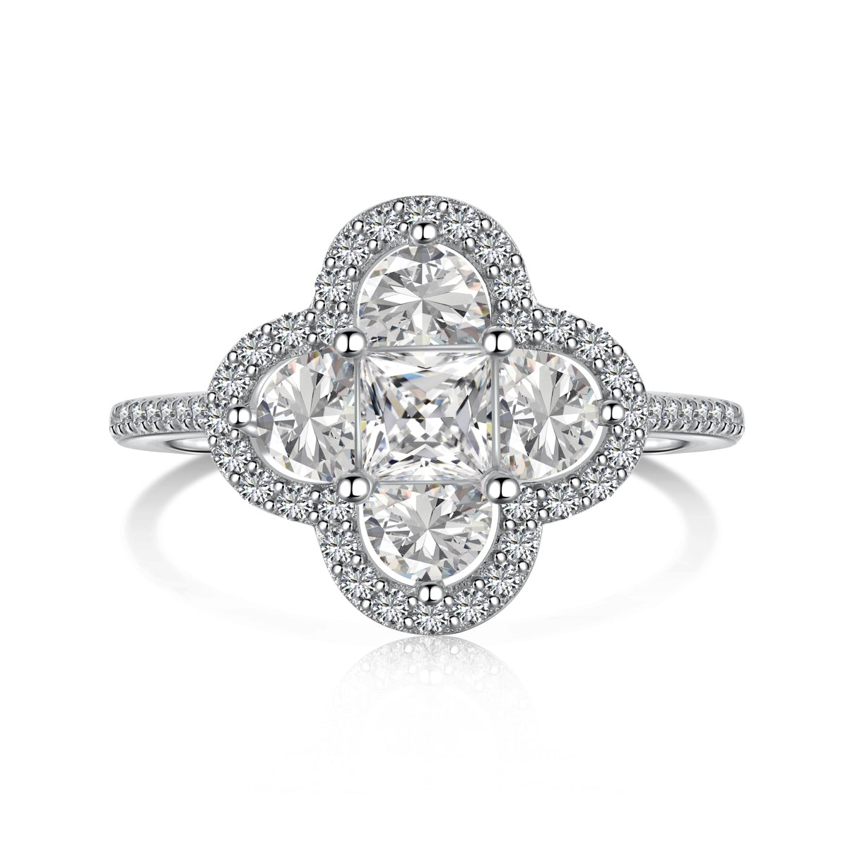 [Reverie Jewels]Luxurious Eternity Flower Shape Banquet Ring