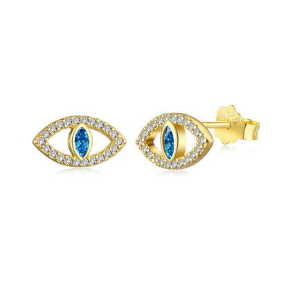 [Reverie Jewels]Blue Devil Eyes Hollow Stud Earrings