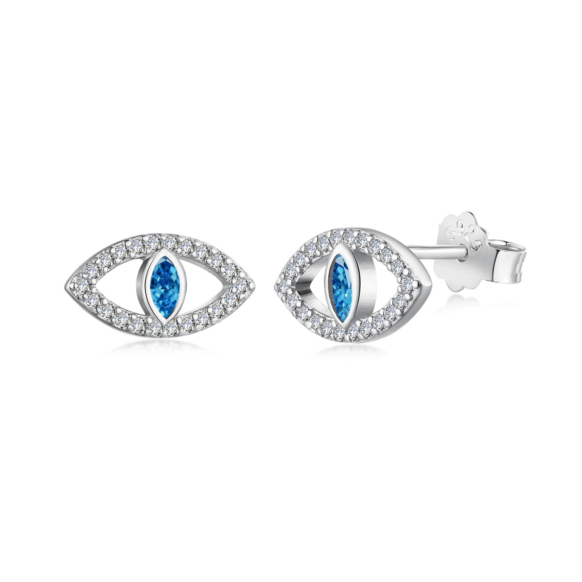 [Reverie Jewels]Blue Devil Eyes Hollow Stud Earrings