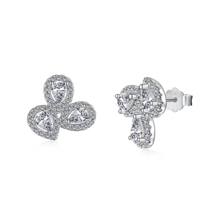 [Reverie Jewels]Ornate Flower Shape Pear Cut Lover Earrings