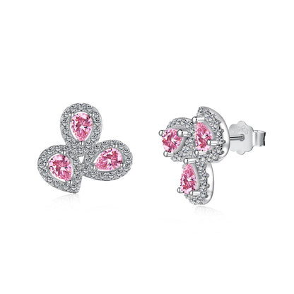 [Reverie Jewels]Ornate Flower Shape Pear Cut Lover Earrings