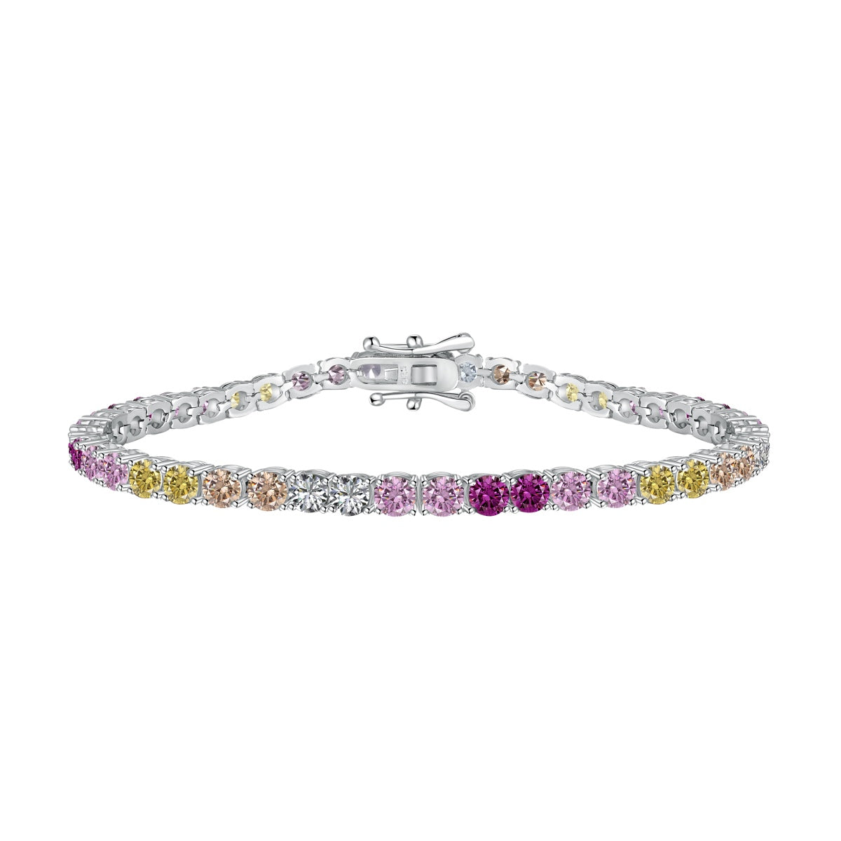[Reverie Jewels]Radiant Colorful Round Cut Tennis Bracelet