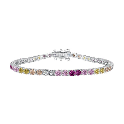 [Reverie Jewels]Radiant Colorful Round Cut Tennis Bracelet